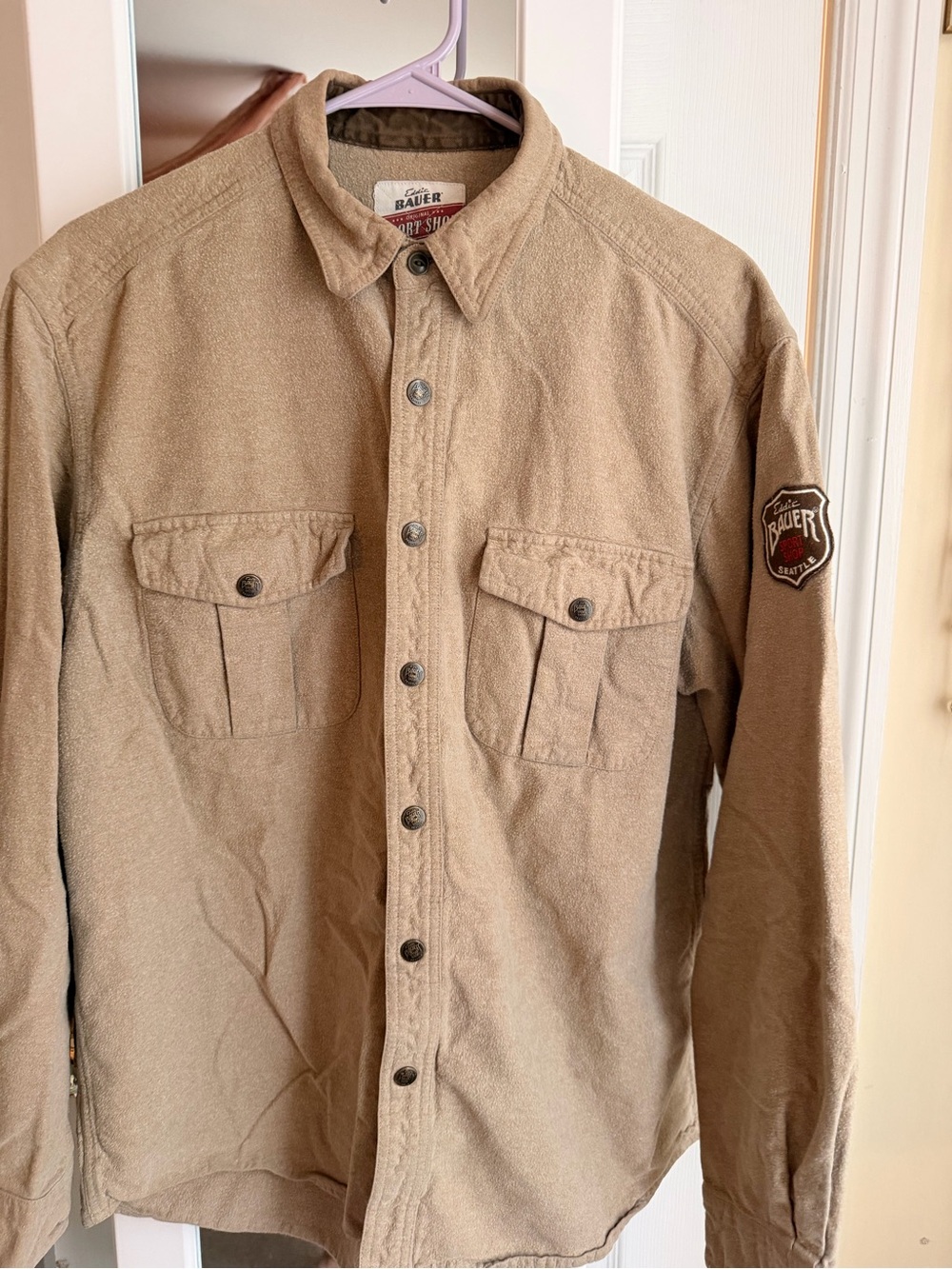 Eddie Bauer Tan Button-Up Work Shirt Jacket